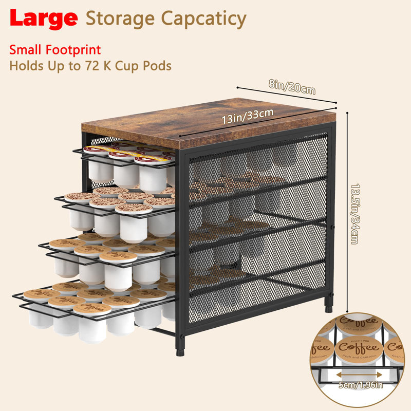Porte-dosette de café pour comptoir, tiroir à dosette à 4 niveaux pour porte-tiroir de rangement Keurig, dosette noire-72