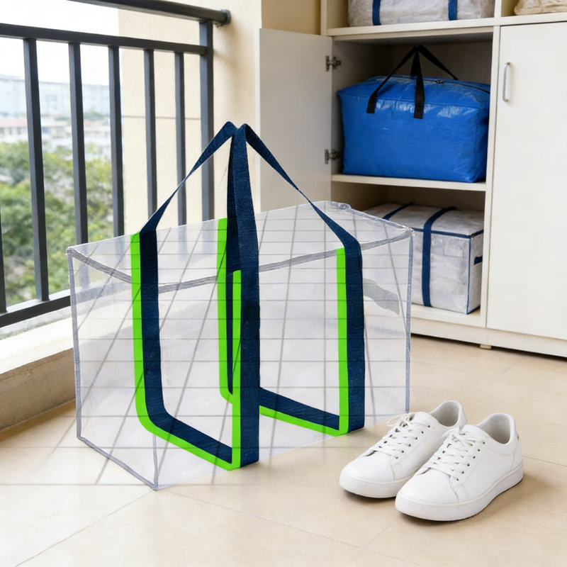 Sacs de rangement robustes avec couvercles - Paquet de 4 grands bacs transparents pour le transport, le rangement des décorations de Noël et les fournitures d'emballage | Alternative durable aux boîtes