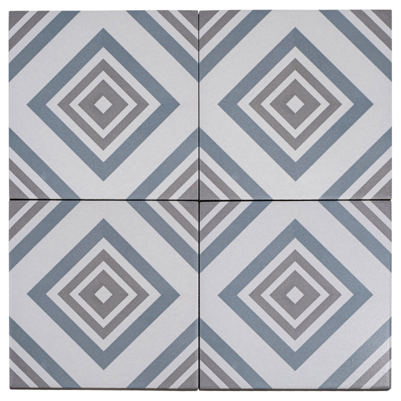 Bliss 8-in. Encaustic Spanish/Moroccan Patterned Matte Porcelain Wall & Floor Tile, Kosta