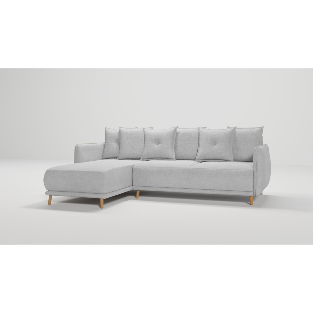 Ecksofa Edvard mit Schlaffunktion Und Bettkasten In Scandinavischem Design mit Holzfüßen aus Luxusmicrofaser