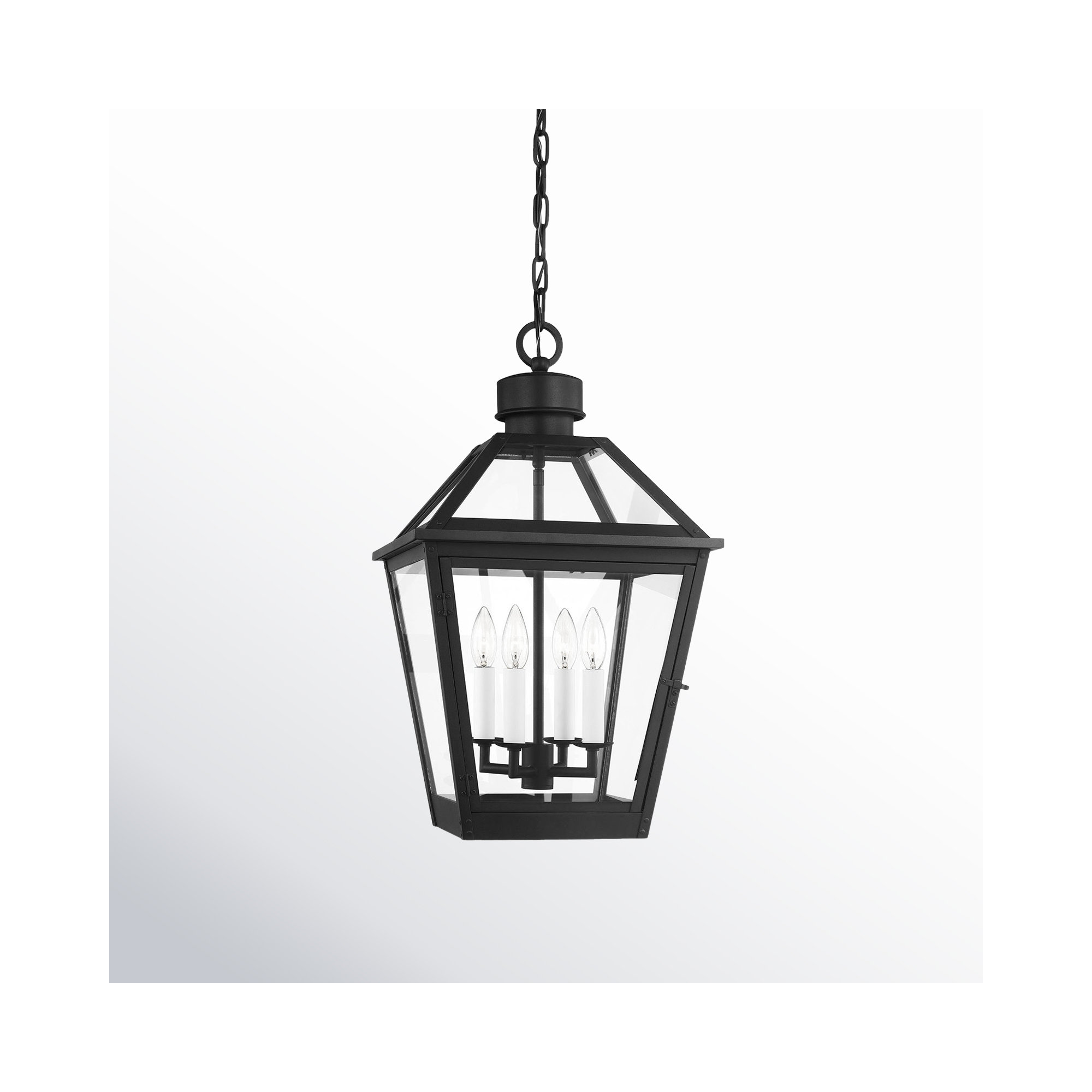 Transparent Outdoor Pendant, Textured Black