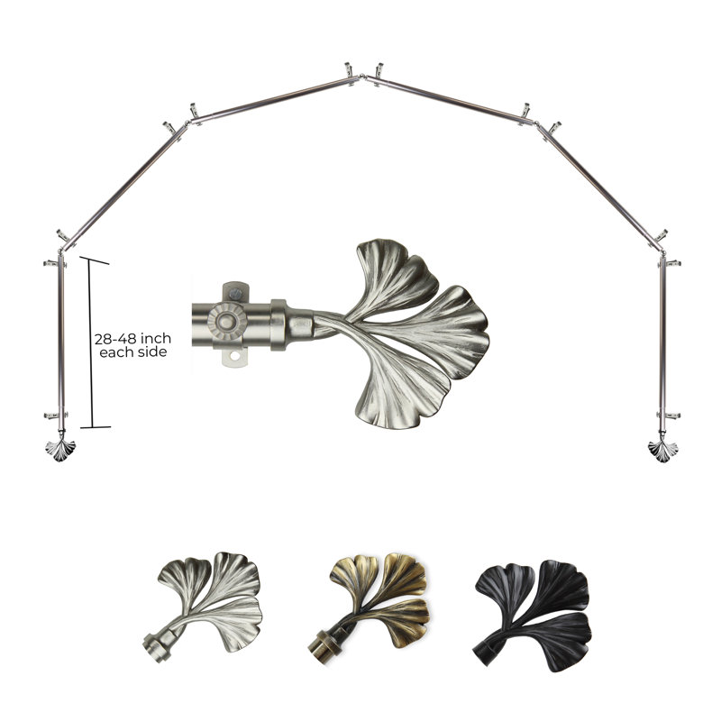 Ensemble de tringle à rideaux simple et quincaillerie pour rideau simple à 6 côtés Dayana, Nickel satiné