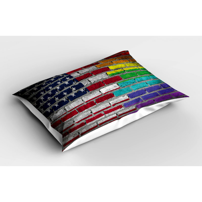 Gray/Purple/Red Polyester Microfiber Piece Sham, Twin