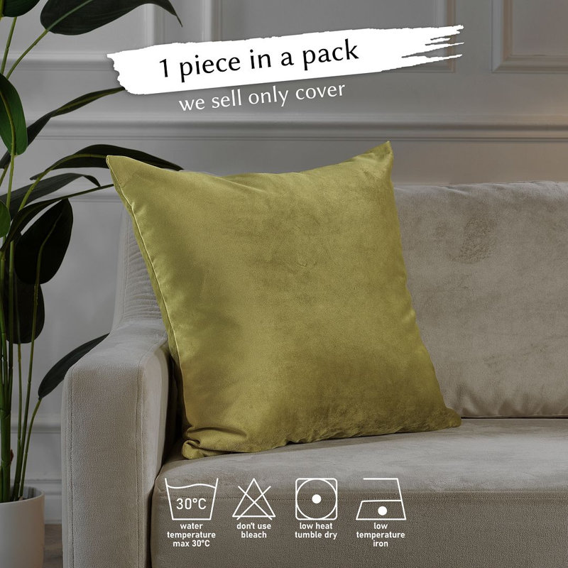Matte Velvet Cushion Cover - 1 Pc, 51cm x 51cm, Lime