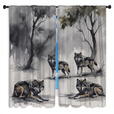 Rideaux obscurcissant gris et loups gris