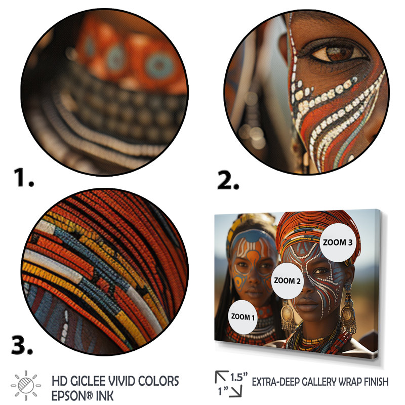 Cherra Tribes d'Afrique Ndebele South - art mural tribal africain, H 12 po x l 20 po x P 1 po, Cadre flottant noir