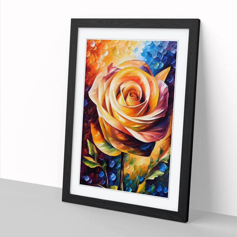 Kilbourne Rose Flower Painted Vol.2 - Picture Frame Print, 34cm H x 25cm W x 2cm D, Walnut