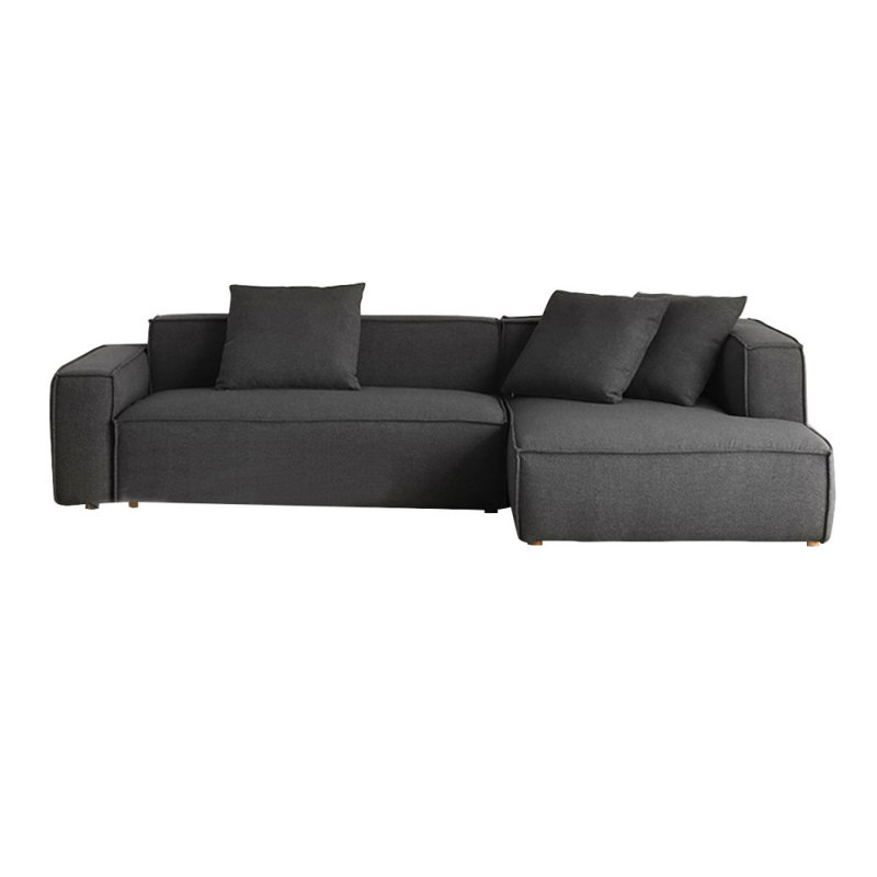 Canapé modulaire 2 pièces rembourré, Orienté à droite, Coton / lin gris foncé