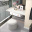 Rangement pour repose-pieds avec plateau rabattable - Gris clair pour le salon, le vestibule | Gris clair | Polyester