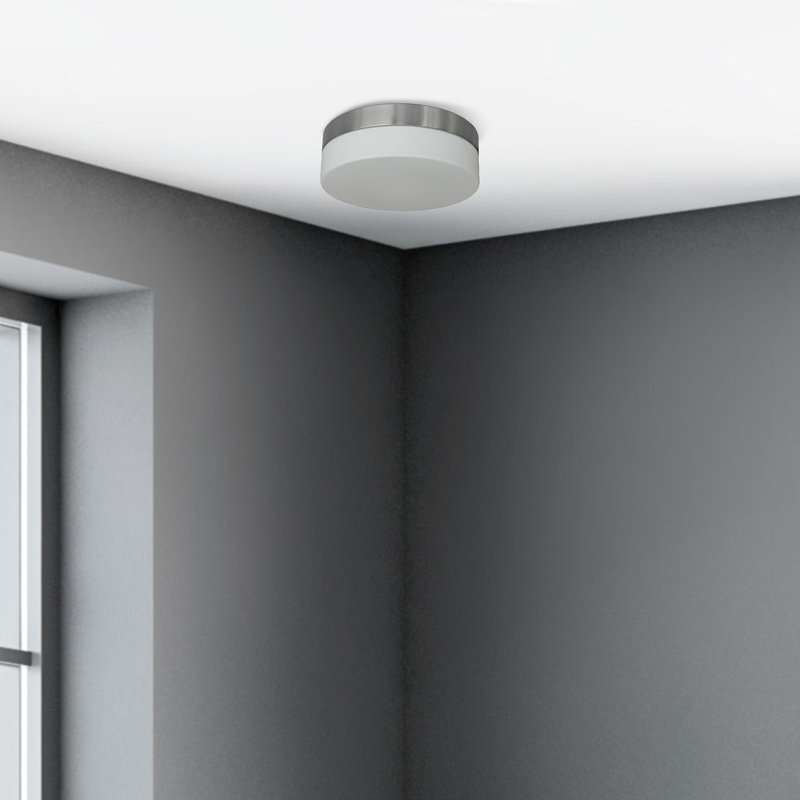 Shull Glass Flush Mount, Satin Steel