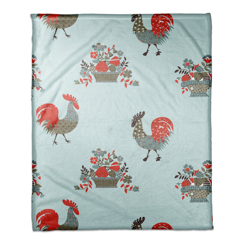 Hand Woven Throw Blanket, Teal/Red