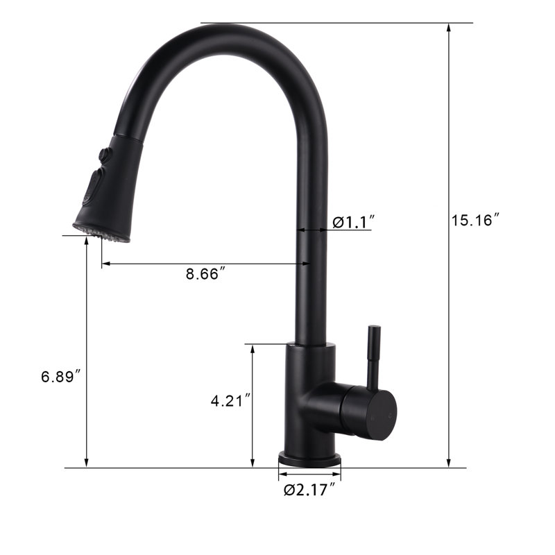 INLE Pull Down Kitchen Faucet, Matte Black