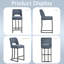 Ensemble de 4 tabourets de bar modernes à hauteur de comptoir en chenille avec dossier ouvert et base en métal noir mat pour îlot de cuisine, salle à manger-804814133-804814129