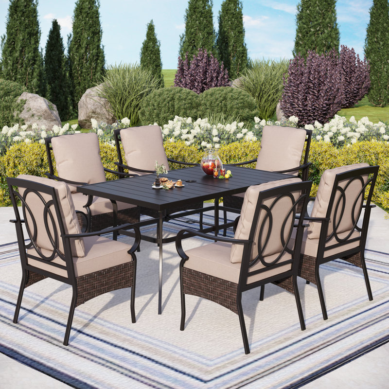 Sherborn 6 - Person Patio Dining Set with Rectangular Table , Cushions Included