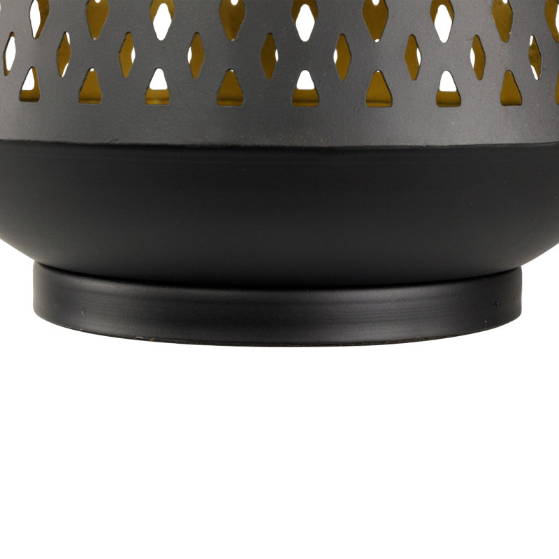 Large Laser-Cut Votive Candle Holder - - Black And Gold Finish, 11" H x 9" W x 9" D