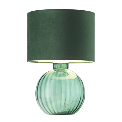 Mitzi Contemporary Ribbed Glass Table Lamp with Velvet Fabric Shade