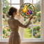 Art mural sur toile jaune en forme de cercle jaune-1217490778