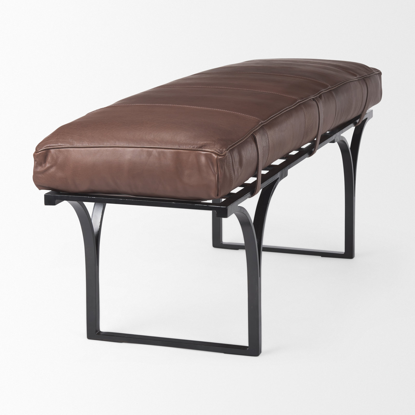 Magnolia Bench, Cocoa Genuine Leather