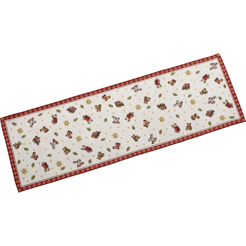 Winter Cotton Embroidered Table Runner, 12.5 x 37.75 in