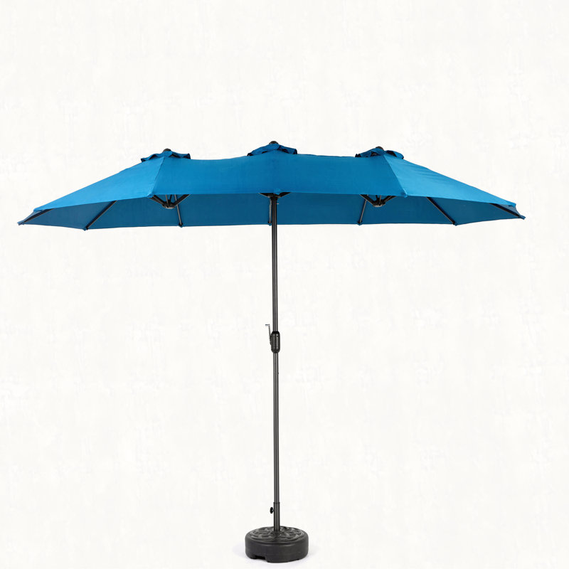 Grand parasol rectangulaire double 14,8 pi avec manivelle, Bleu très foncé