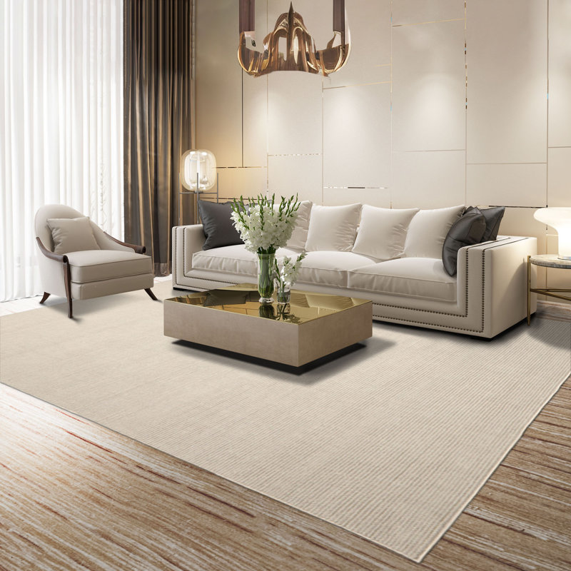 Tapis oriental multicolore en laine touffeté à la main beige, Rectangle 7 pi 6 po x 9 pi 6 po