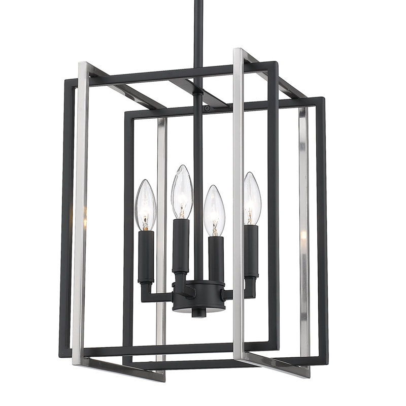 Luminaire suspendu rectangulaire 4 lumières Isiah, Étain