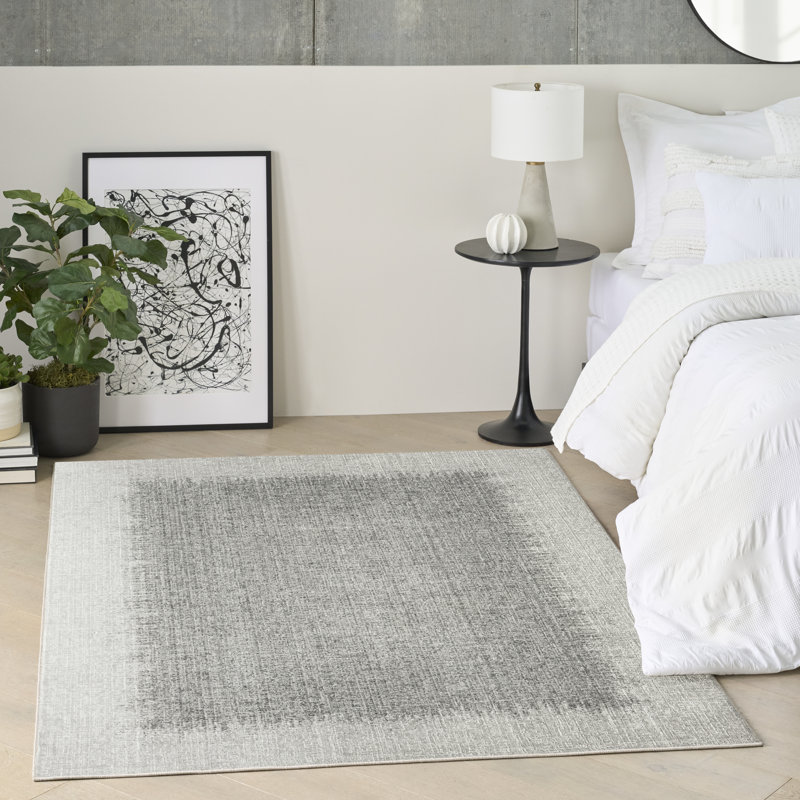 Abstract Machine Made Area Rug, Light Grey, Rectangle 183 x 274 cm