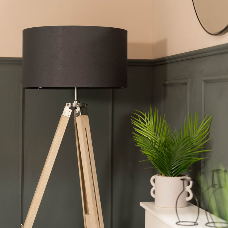 127.5cm Tripod Floor Lamp, Light Brown, Grey