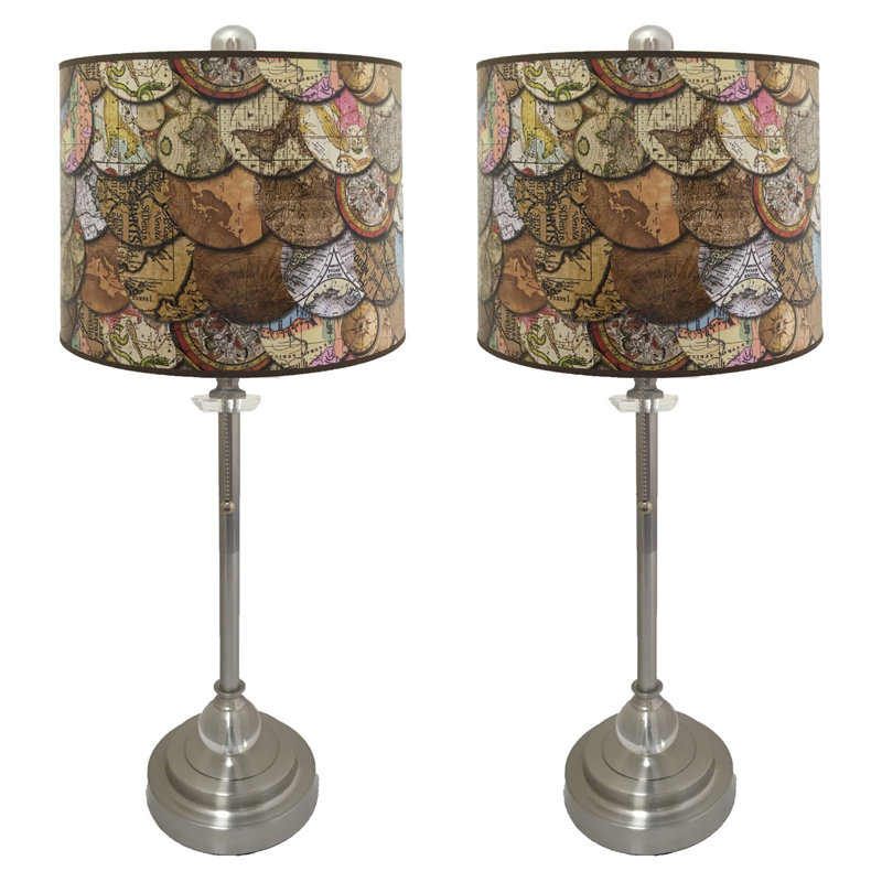 Ensemble de lampe buffet 28" crystal Bettencourt, Nickel