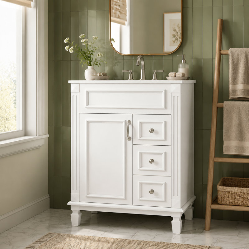 Quincaillerie de meuble-lavabo autoportant blanc chaud