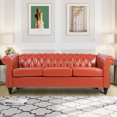 Adrine 84.01"" Faux Leather Rolled Arm Chesterfield Sofa -  Alcott HillÂ®, A923ABC26C9B48C5A812C090A2AFF6ED