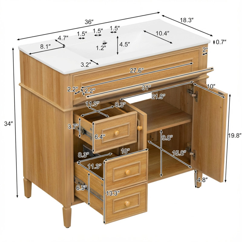 Meuble-lavabo simple 36 po