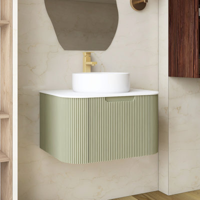 24" Wall-Mounted Floating Bathroom Vanity With Sink