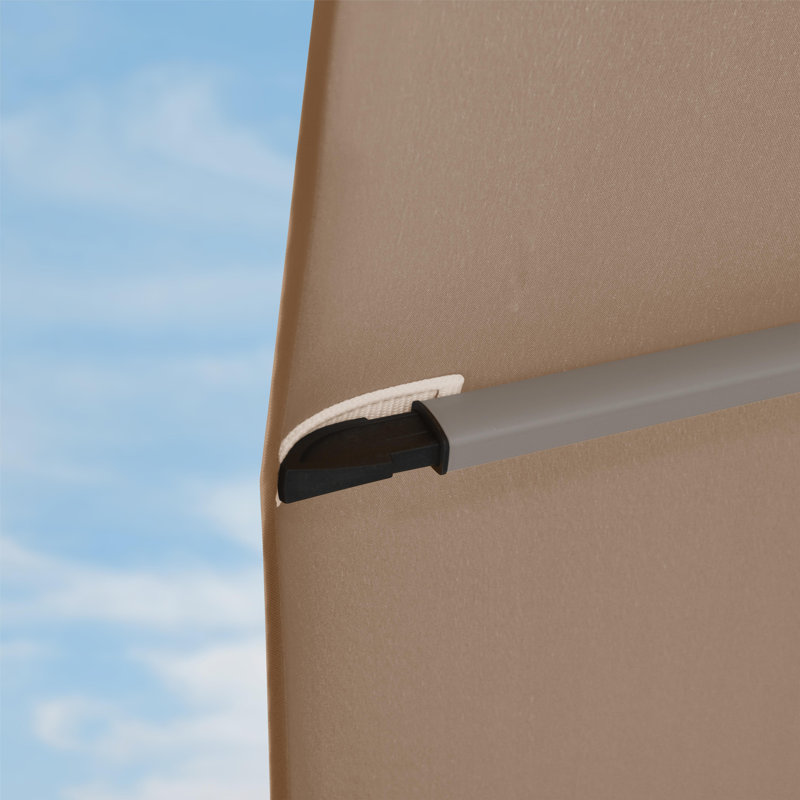 Shalonte 132'' Cantilever Umbrella with Crank Lift Counter Weights with Base in Ground, Beige