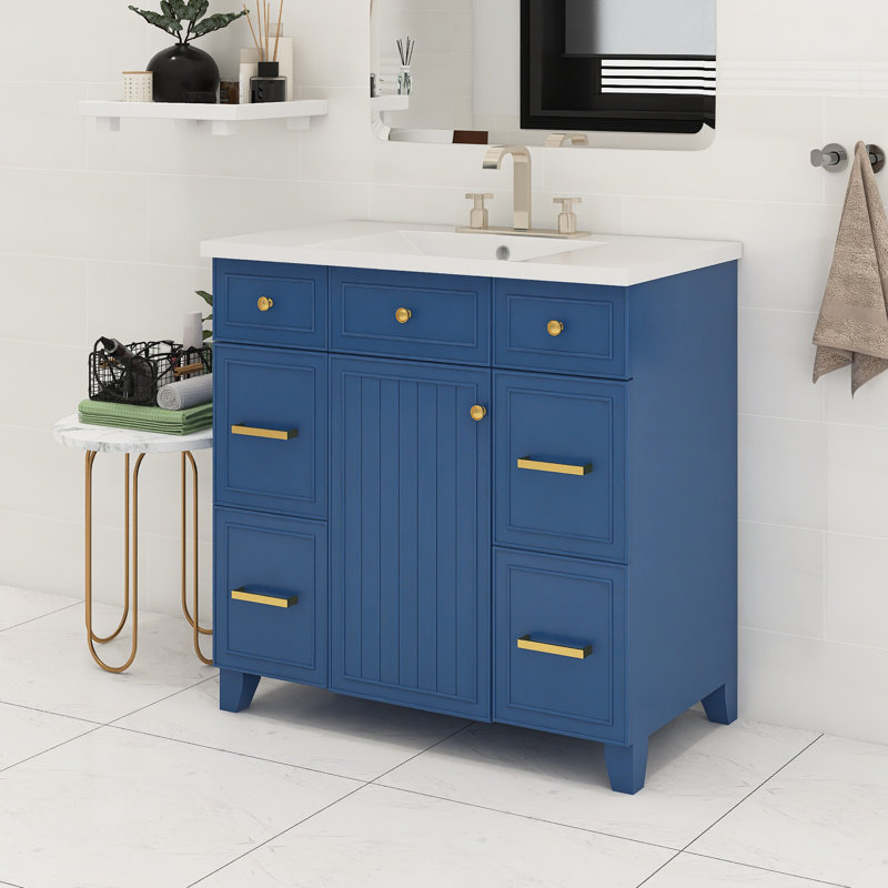 Ensemble de meuble-lavabo simple 36 po Rachella, Bleu