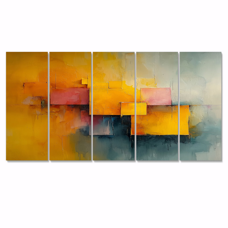 Geometric Pulse Optique Ar VI - Pulse - Art mural moderne pour le salon, 5, H 32 po x l 80 po