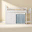 Lit mezzanine double compact avec rangement en bois, style Led moderne, salle familiale