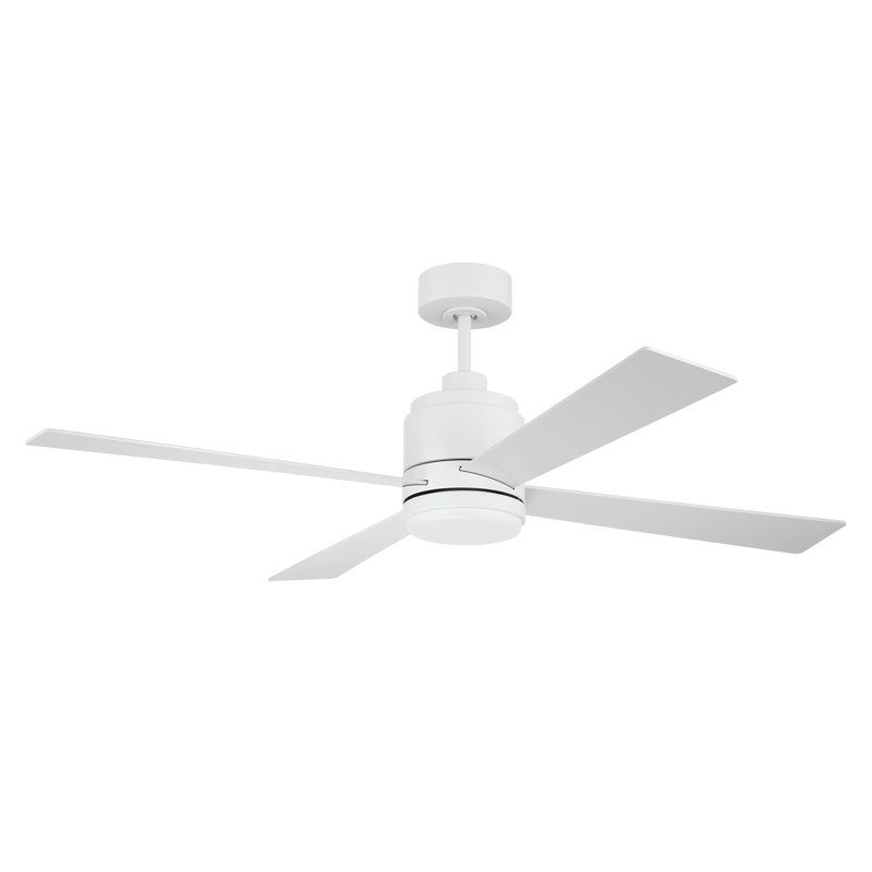 Craftmade McCoy 4-Blade 52" Ceiling Fan with Optional LED Light Kit & Hard Wired, 4 Speed Control, White