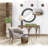Athena Round Wall Mirror - 40"W x 40"H - Matte Black/Black Seagrass-111184179-111184185