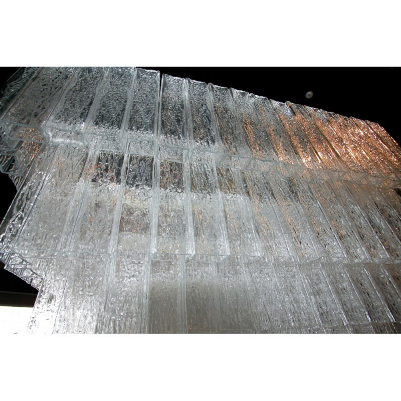 Lustre carré Scala Murano Vistosi, Fumée, Jauge dorée, 60 po de profondeur x 60 po de largeur x 38 po de 