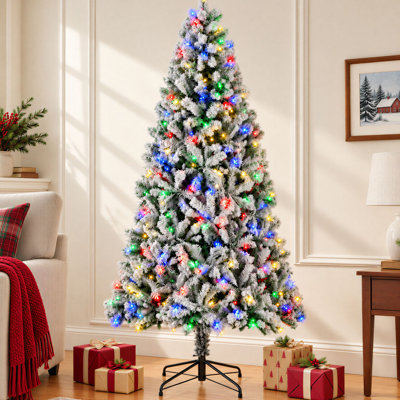 Arbre de Noël artificiel floqué avec lumières DEL