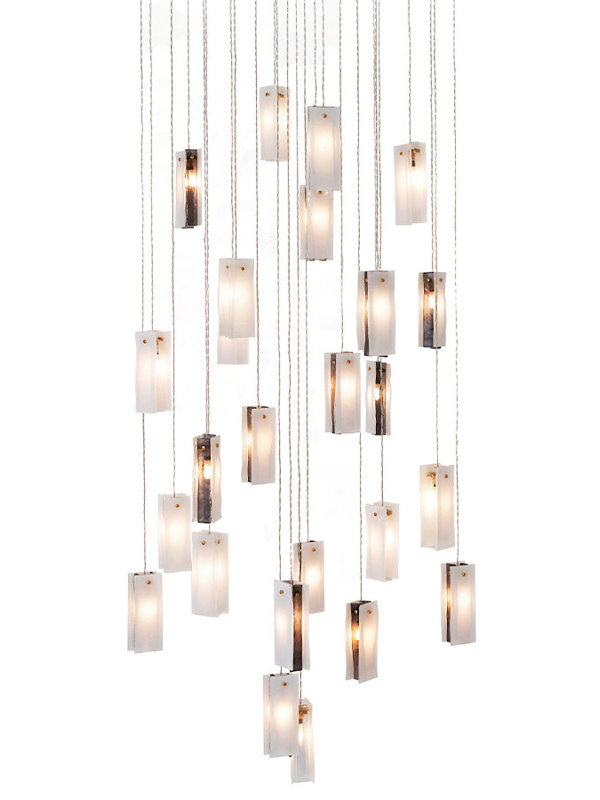 25 - Light Cluster Globe Pendant, White/Black/Clear, 19