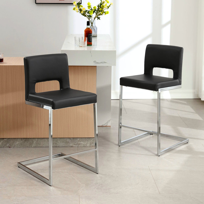 Tabouret de comptoir rembourré 26 po Daco, Noir, 3