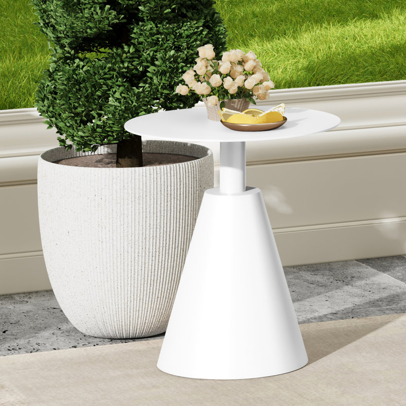 Table d'appoint ronde en aluminium pour l'extérieur, Blanc