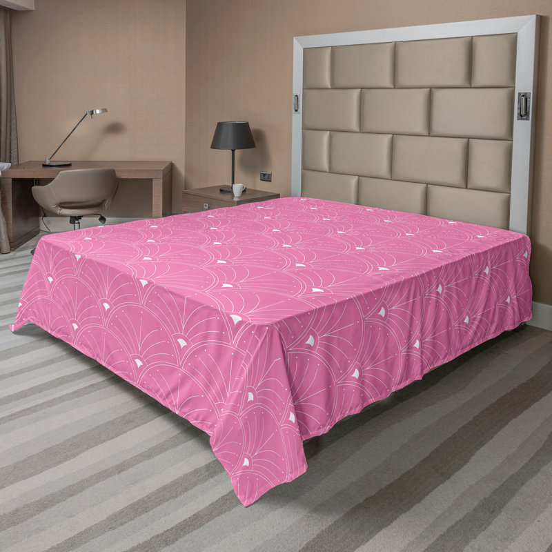 Polyester Floral Flat Sheet, Pink/White, California King Flat Sheet