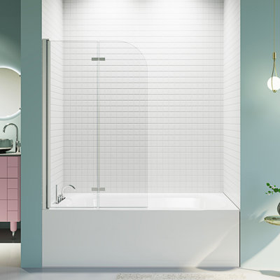 Porte de baignoire pliante sans cadre 34 "x H 58", panneau de porte de baignoire pliable à double porte