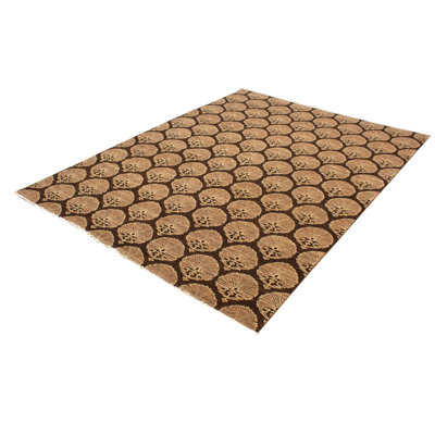 One-of-a-Kind Rectangle 8'11" X 11'10" New Age Wool Area Rug in Tan/Dark Brown