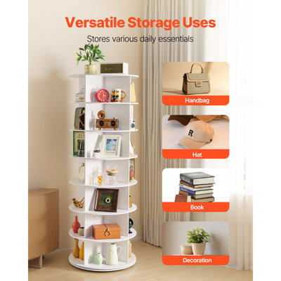 Étagère à chaussures rotative 7 niveaux, étagère à chaussures pivotante à 360 °, présentoir rond à carrousel de rangement, présentoir autoportant Lazy Susan pour la chambre à coucher, le salon, l'entrée, le placard, noir
