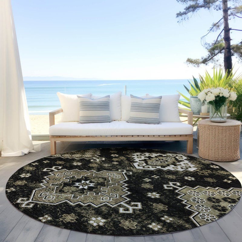  Tapis de porte d'extérieur antidérapant Malchow, Rond 8 pi