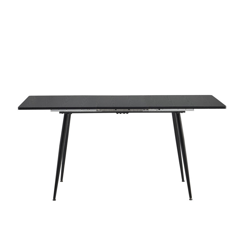 Extendable Metal Base Dining Table, Black